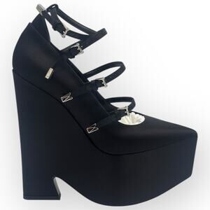 Tempest 170mm satin Platform Pumps new in black satin